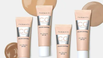 Farmasi CC Cream SPF25 con muestras de tonos
