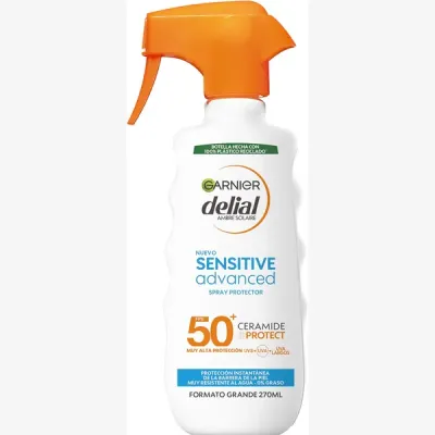 Envase del Garnier Ambre Solaire Sensitive Advanced Facial SPF50+