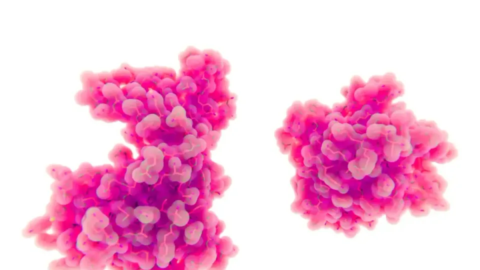Estructura molecular de péptidos sobre fondo de textura de piel
