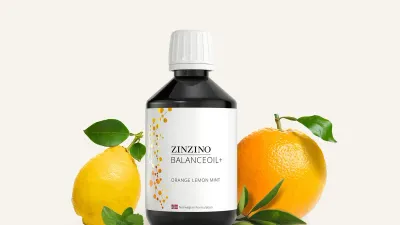 Botella de Zinzino BalanceOil+ omega-3 con aceite de oliva