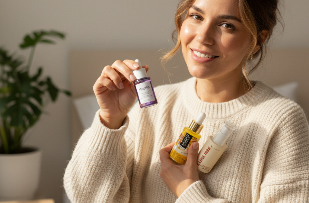 Mujer con los mejores serums de bakuchiol